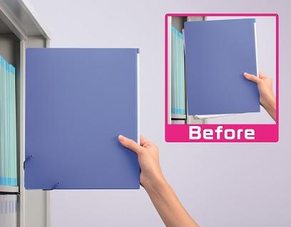 キャビネットへの収納時も中の書類を傷めにくい