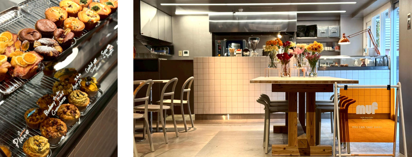 写真：生マフィン専門店「muf (マフ)」の商品、店内