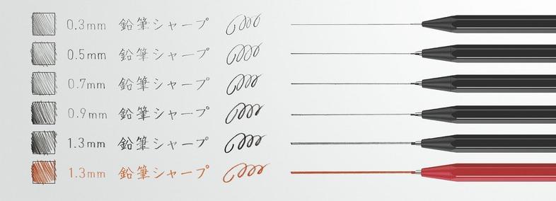 鉛筆の多様な筆記線を芯径で表現
