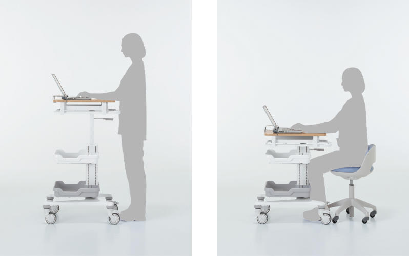 幅広い高さ調節機能により身体への負担を軽減