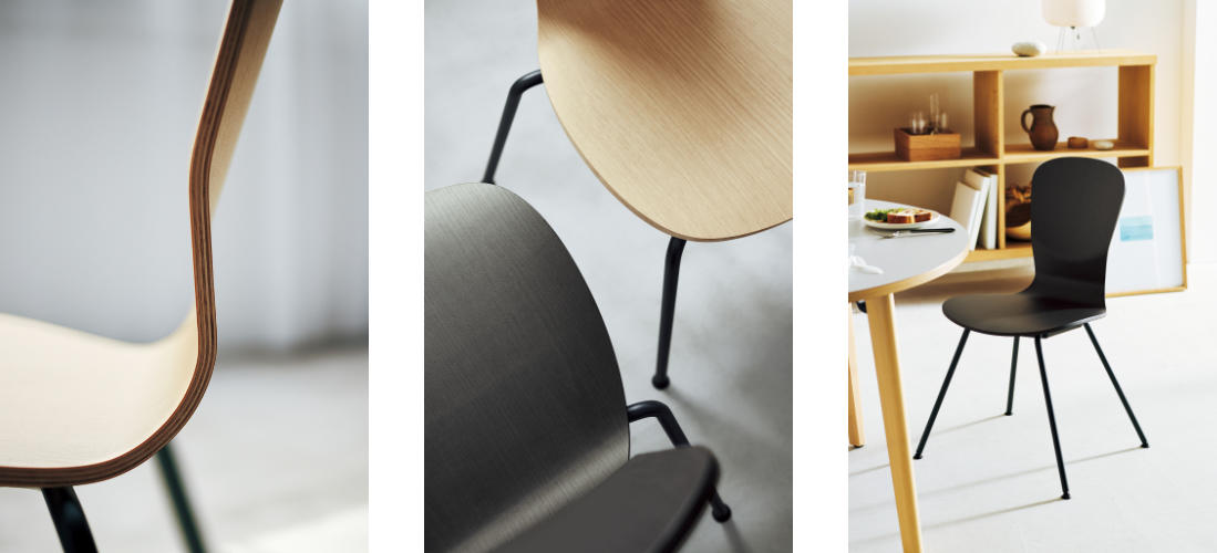 会話時の姿勢変更や動作に寄り添う背座形状