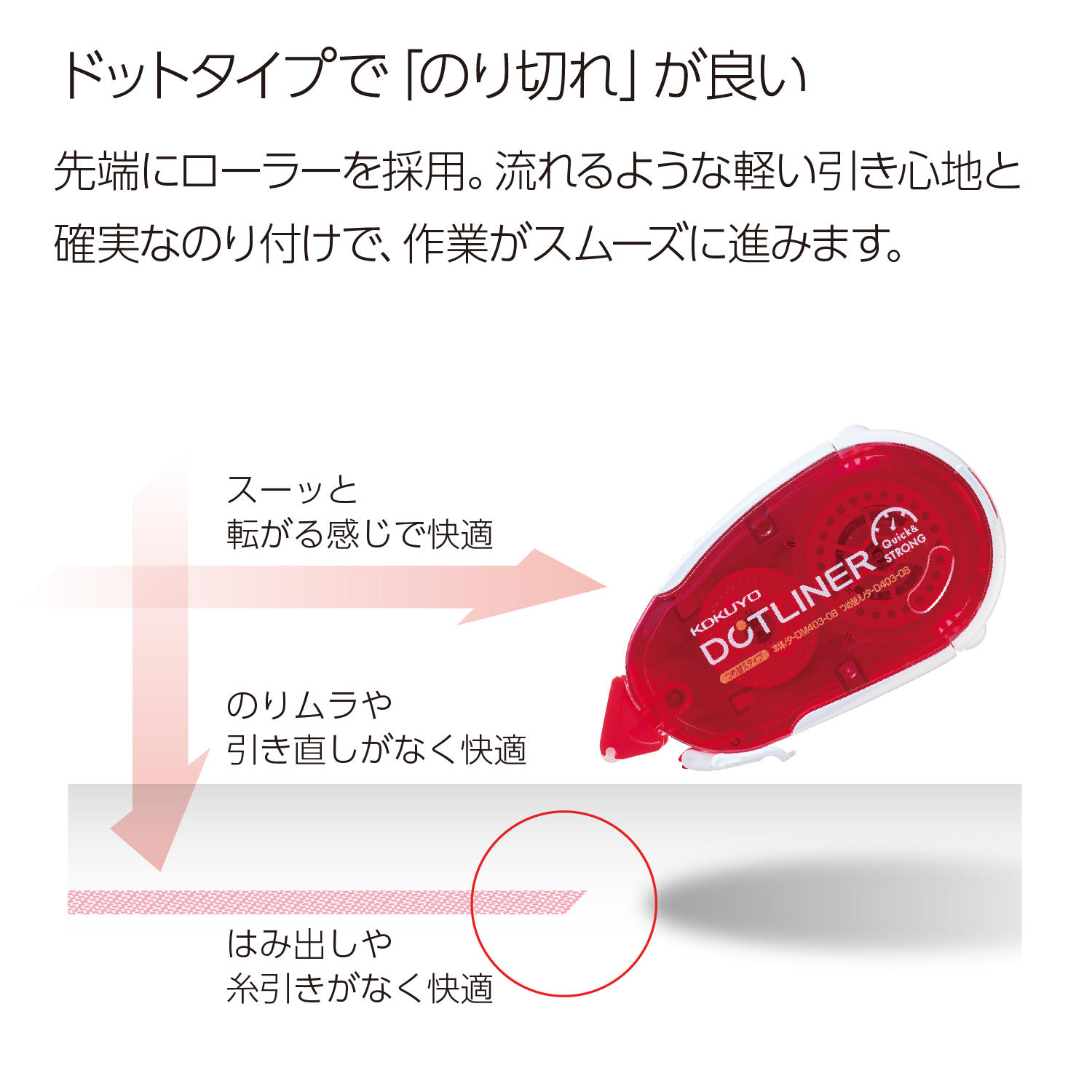 ドットタイプでのり切れが良い