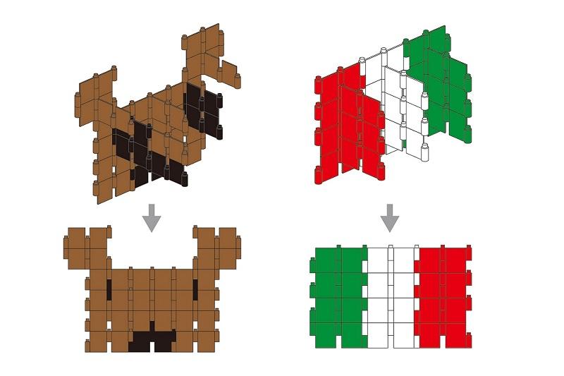 面で塗るように形を作る遊び方の例