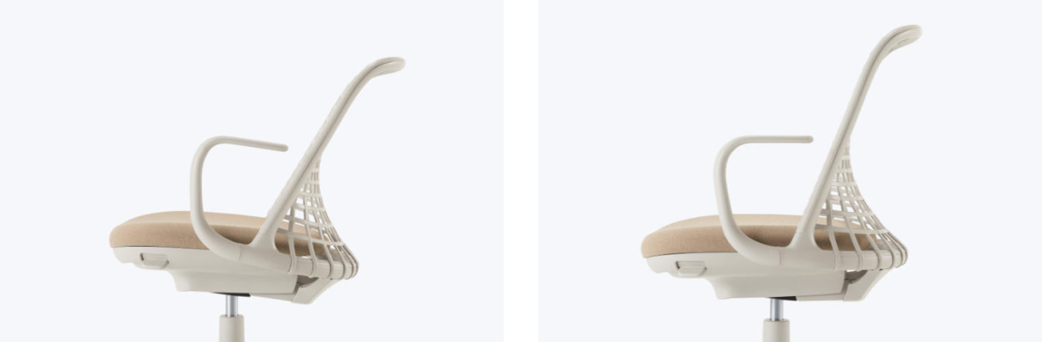 左から背ロッキング、座前傾チルトのイメージ