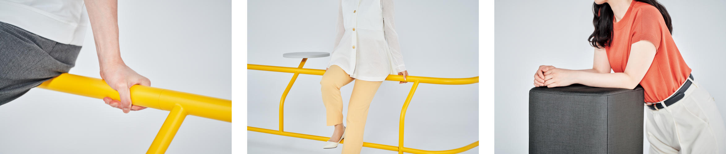 「つかむ」「身体をあずける」「もたれる」イメージ