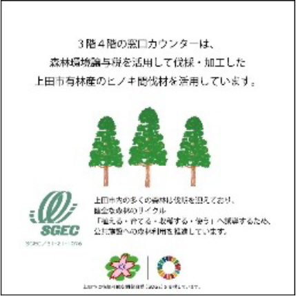 上田市産木材利用紹介サイン