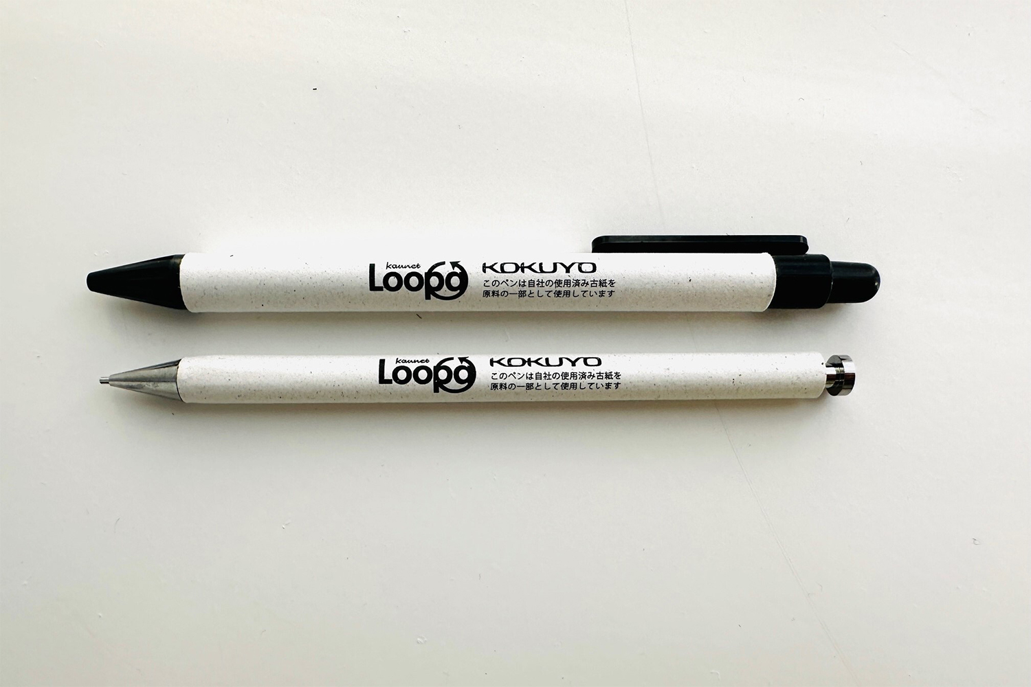 自社排出古紙を50％含有した古紙でできた「Loopaボールペン・シャープペン」