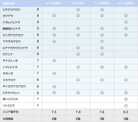 水流度調査結果 2